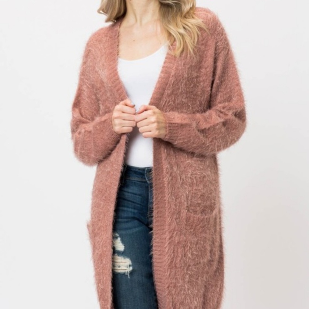 🦃🆕️Super Soft Fuzzy Knit Long Cardigan - Picture 2 of 6